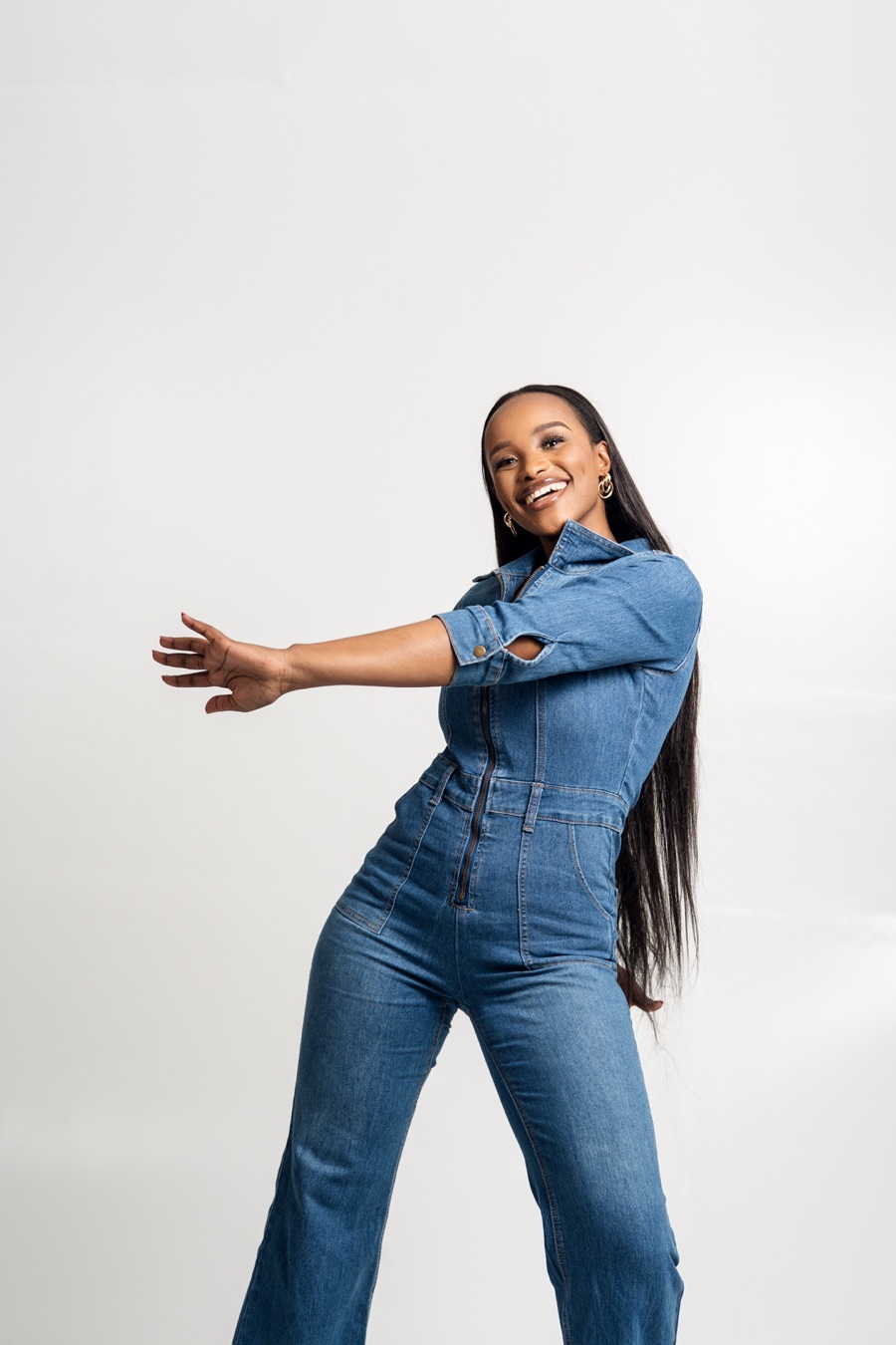 Studio portrait photoshoot in a denim outfit, Gqeberha photographer